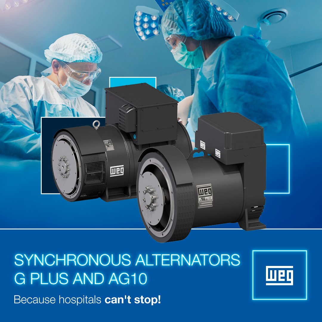 weg_usa's tweet photo. In healthcare settings like clinics, labs, and hospitals, WEG's AG10 &amp; G Plus alternators guarantee a steady power source, crucial for running life-saving equipment, diagnostics, research, and therapies. 

https://t.co/H8IoaJPW8Y

#HealthcarePower #WEG #Alternators https://t.co/hNxH5Nuohx