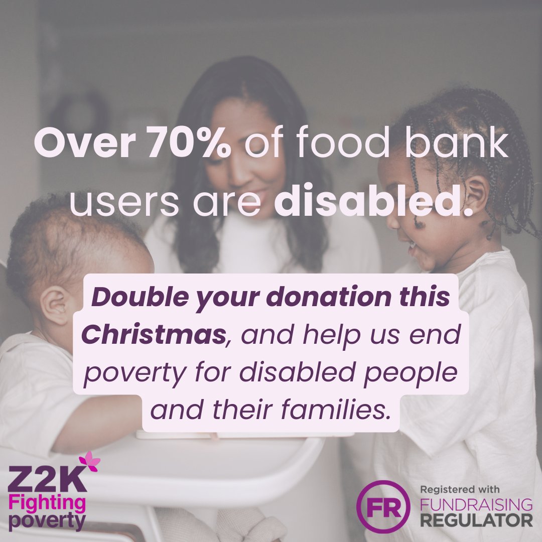 Z2K_trust's tweet photo. Two-thirds of people in destitution and over 70% of food bank users are disabled. 

Donate what you can this Christmas to support our life-changing advice &amp; representation, and campaigning to protect the rights of disabled people facing destitution🎄 https://t.co/VgCapVDkT9 https://t.co/YMPUGuwwjM