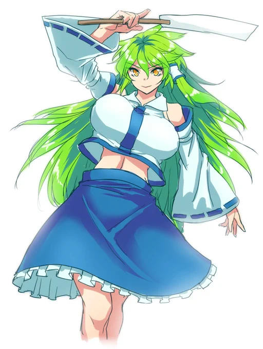 コミッション一件納品しました。東方の早苗数年前に描いた落書きのリメイク、と言うご依頼えっちなのはないですが、今回FANBOXの方にメイキング載せてますh  