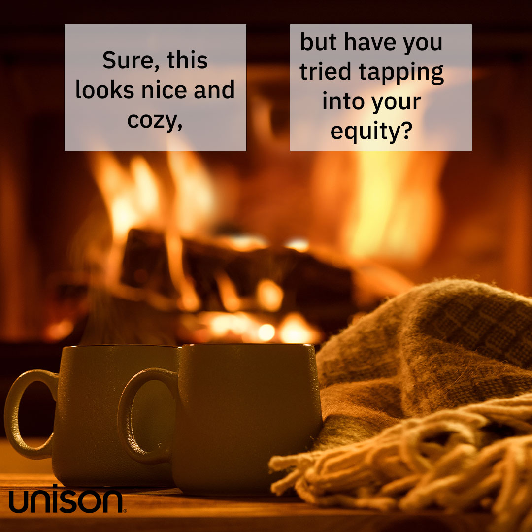 Unison's tweet image. Now that's comfort. Learn more at unison.com/home-loan #comfycozy