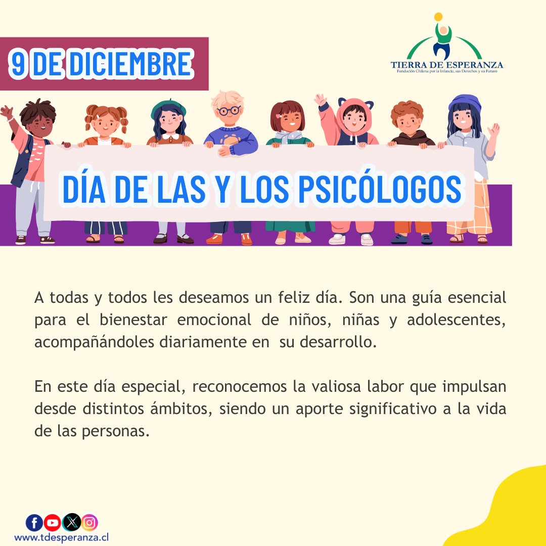El 9 de diciembre establece como fecha oficial la conmemoración de esta importante profesión porque recuerda la creación del Colegio de Psicólogos de Chile . Feliz día a las y los psicólogos en su día!