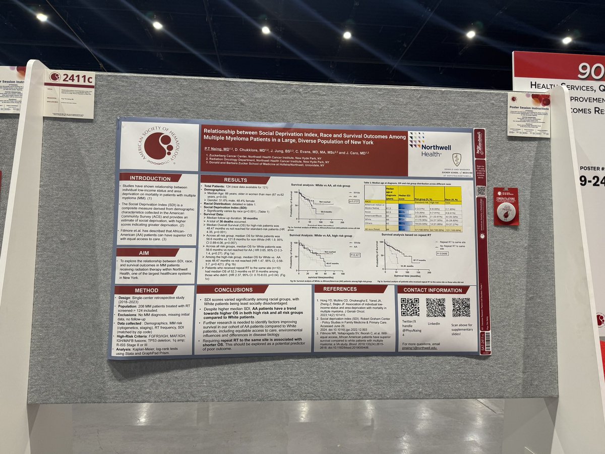 PhyuNaing4's tweet photo. Glad to present the work on racial disparities in social deprivation index and multiple myeloma outcomes.
It was also a great opportunity to connect with friends and mentors at #ASH2024 https://t.co/QTzKvTRjgE