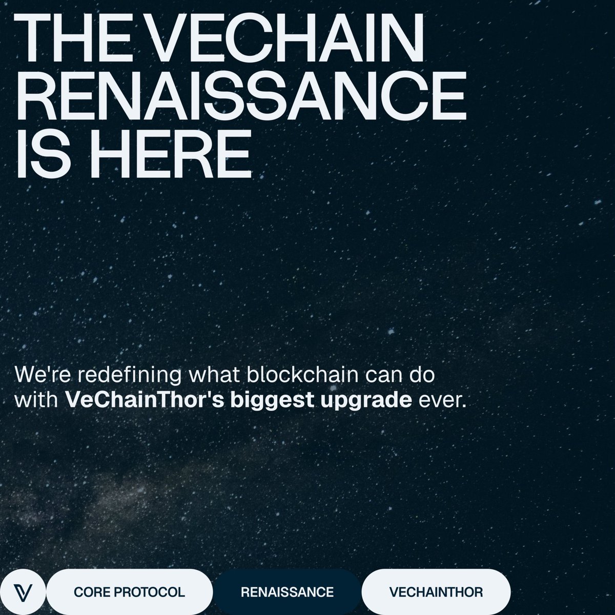 > be you
> click link
> set reminder 
> join VeChain Renaissance Space, 12 Dec

Join Sunny &amp; Antonio as they deep dive in to details around $VET’s upgraded tokenomics, consensus, EVM &amp; much more.

Discover our most radical protocol upgrade, ever.

x.com/i/spaces/1OyKA…
