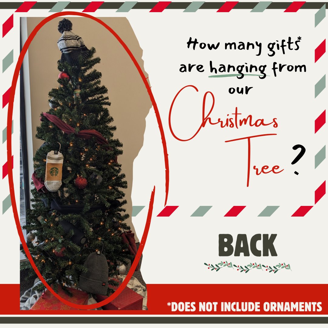 PrairieSkyPromo's tweet photo. ONLY FIVE MORE DAYS TO ENTER!! Can you guess how many gifts are hanging on our Christmas Tree? To enter, send us your guess between December 2nd and December 13 via Direct Message (DM) or in person (320A Cargill Rd). The winner will receive a warm comfy blanket. https://t.co/arJNPtIviA