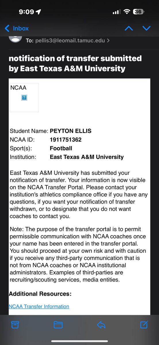 I am officially in the portal! Thank you East Texas A&amp;M for the time I have spent there! I have 2 years left!