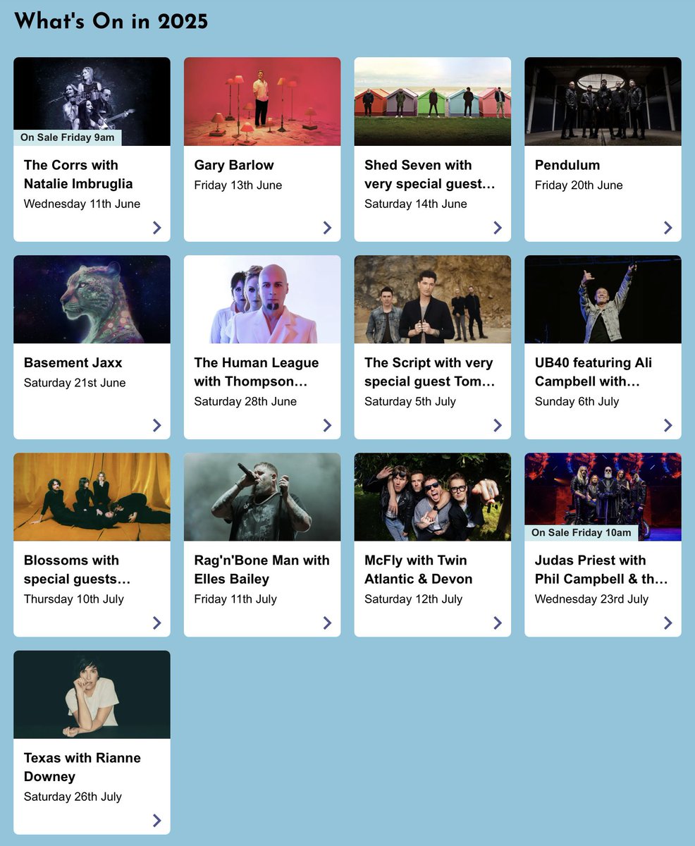 ScarboroughWeb's tweet photo. The @ScarboroughOAT have got quite a lineup already for 2025 with more to come #Scarborough #ScarboroughUK #YorkshireCoast #LiveMusic https://t.co/TcyHTP97gl
