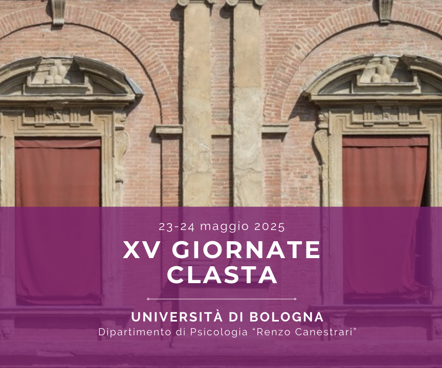 AssCLASTA's tweet photo. 🗓️ SEGNA LA DATA / SAVE THE DATE 📌
🔹XV Giornate CLASTA 
🔹23 e 24 maggio 2025
🔹Dipartimento di Psicologia “Renzo Canestrari” @Unibo https://t.co/kCArHMrfXr