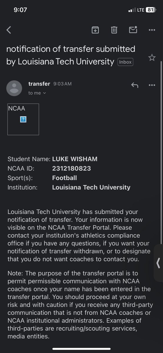 LukeWisham's tweet photo. Officially in the portal! https://t.co/dlSMU8gYlg