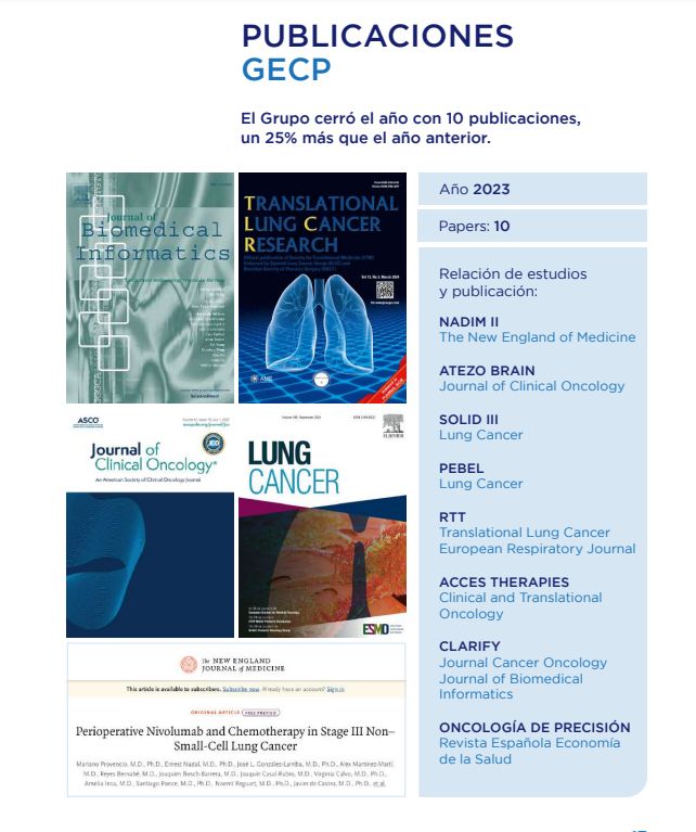 🙌El GECP ha liderado en 2023 la investigación en #cancerdepulmon.▶ Destaca el  estudio NADIM II en NEJM. ‼ Alto impacto el estudio Atezo-Brain por su innovación y las publicaciones del RTT 🗣El Grupo, ha logrado 10 publicaciones internacionales buff.ly/4g71S4C