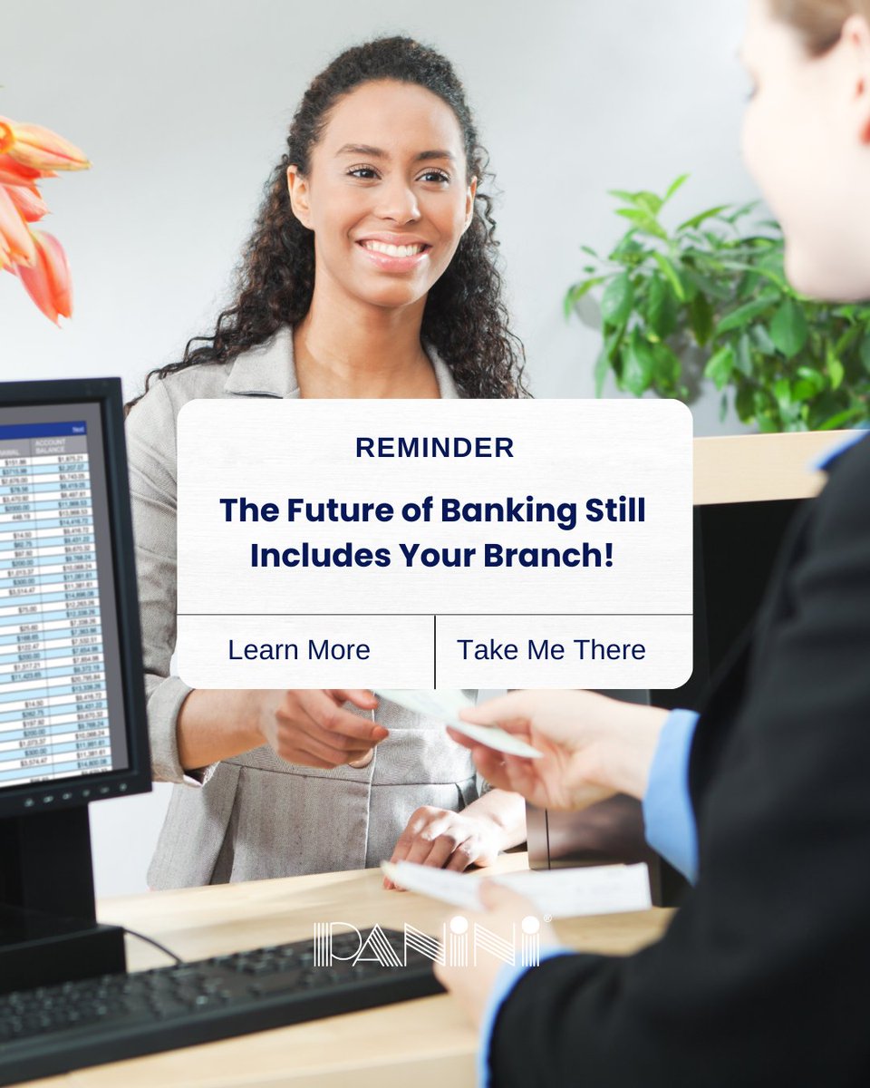PaniniMarketing's tweet image. #BranchTransformation | Your branch is more than a bank—it&apos;s a trust builder! 🏦
💡 Why branches still matter:
1️⃣ Personalized advice for complex needs
2️⃣ Stronger customer relationships
3️⃣ A community anchor

Empower your branch to deliver more value! 👉 panini.com/branch-transfo…