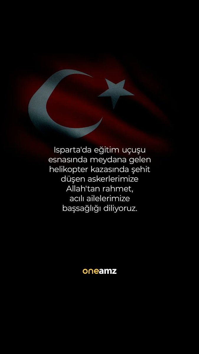 Isparta'da eğitim uçuşu esnasında meydana gelen helikopter kazasında şehit düşen askerlerimize Allah'tan rahmet, acılı ailelerimize baş sağlığı diliyoruz.

#sehidimizvar