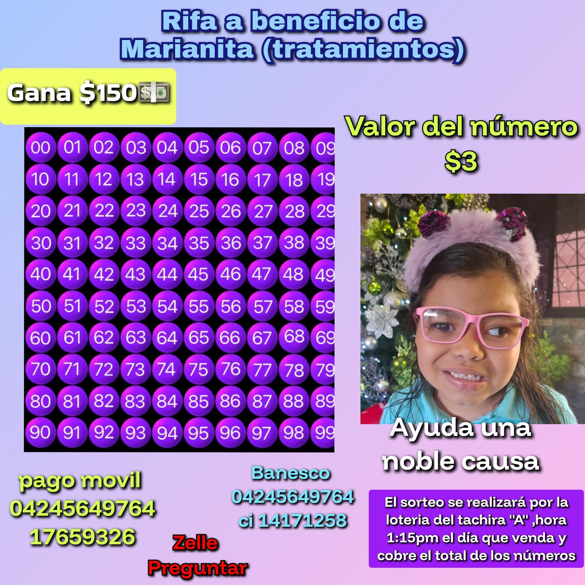 mariani87784922's tweet image. Desd mi alma les pido compartan para llegar más angeles q s sumen a mi salud.
Me veo en la necesidad d hacer una rifa para lograr cumplir con tratamientos indefinidos valor $3 Dios les pague.
pm
04245649764
17659326
mercantil 

Banesco 
04245649764
ci 14171258

Zelle preguntar