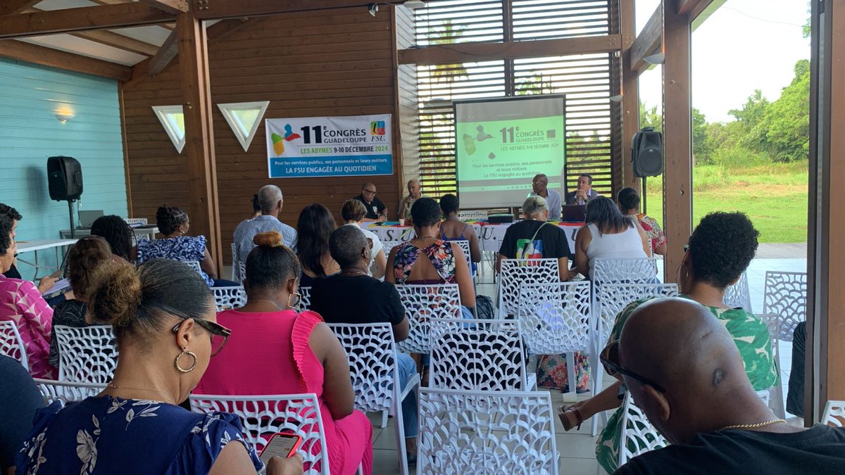 S3Gua's tweet photo. La FSU Guadeloupe a commencé ses travaux de congrès.
#Guadeloupe #SyndicalismeDeLutte #ServicesPublics https://t.co/fKsW2SD1LL
