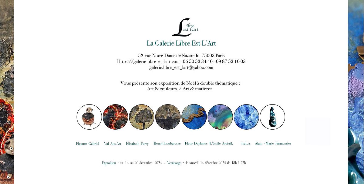 enez nombreux pour assister à notre exposition de Noël !

#exposition #art #couleurs #matières #artistes #peinture #sculpture #artcontemporain #contemporaryart !