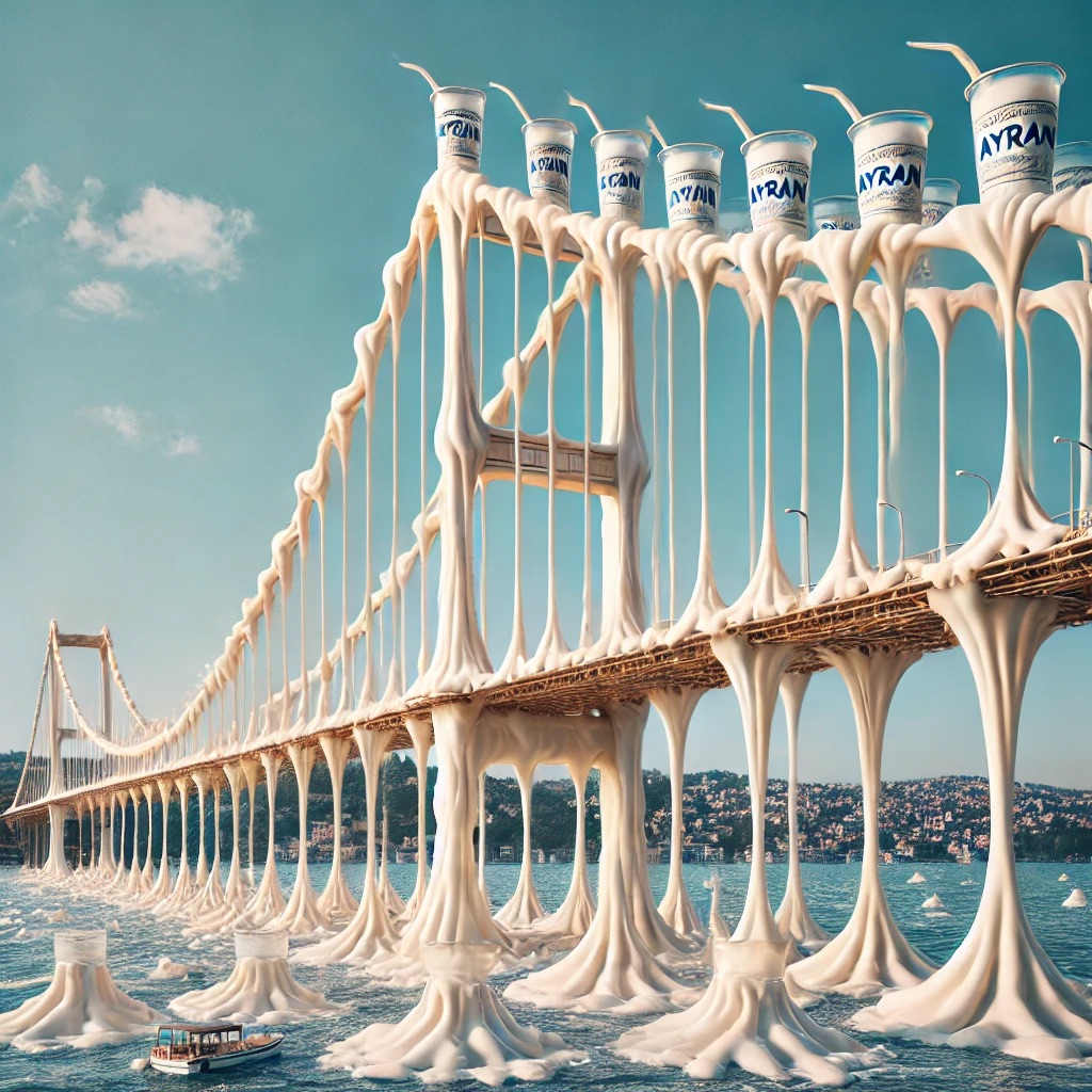 bionluk's tweet photo. ChatGPT'Ye sorduk, Boğaz Köprüsü Türk içeceklerinden olsa nasıl olurdu? Köprüde bi çay ? Şalgam? Ayran ? Yoksa Türk Kahvesi mi?  😋

Senin tercihin hangisi olurdu? 😍

#bionluk #yapayzeka #içerik #reklam değil https://t.co/MLHcDujD4q