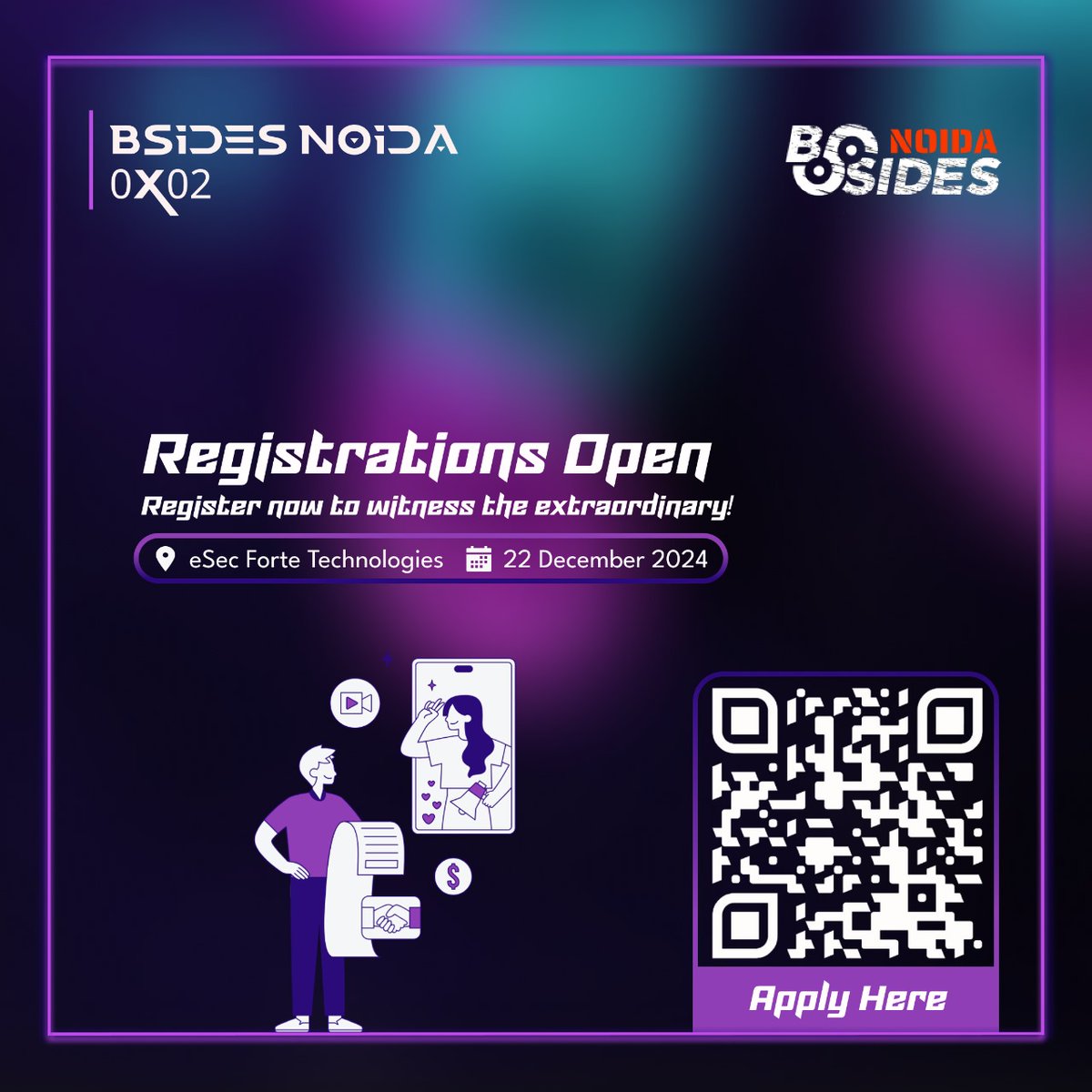 Gear up for BSides Noida 0x02! 🎉
Registrations are now open—don’t miss the chance to experience the extraordinary! 🚀

📍 Venue: eSec Forte Technologies
📅 Date: 22 December 2024

👉 Register here:go.bsidesnoida.in/ar

#BSidesNoida #CyberSecurity #TechConference #InfoSec