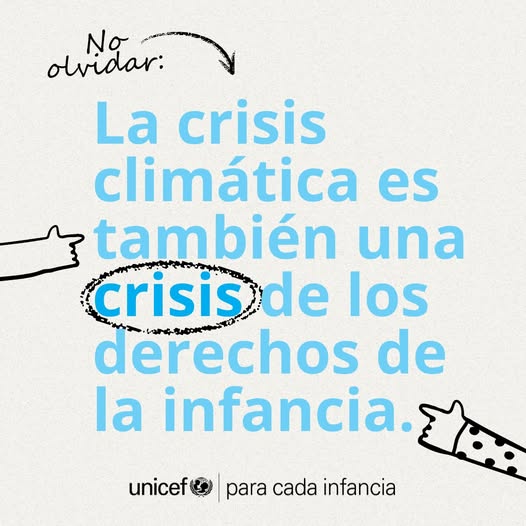 🗺️❗ La crisis climática y ecológica nos afecta a todos y todas.

⌛ El tiempo se está acabando para hacer las transformaciones necesarias para evitar los peores impactos del cambio climático.

Tomemos #AcciónClimática, #ParaCadaInfancia