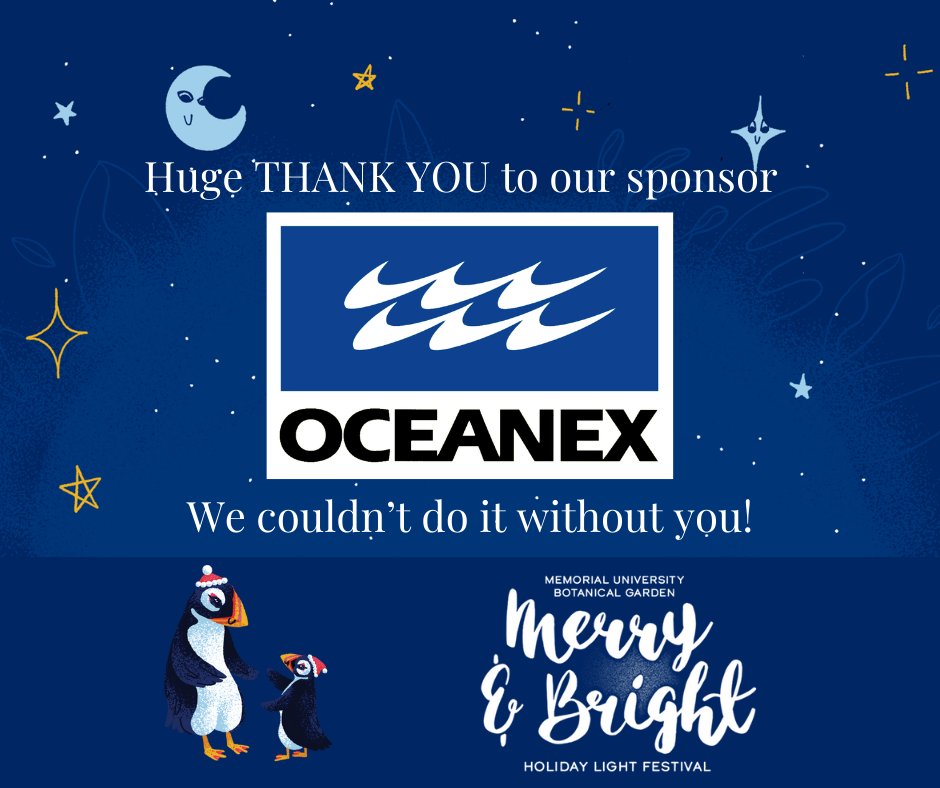 Memorial University Botanical Garden (@munbotgarden) on Twitter photo Sending out a big thank you to our sponsor Oceanex! Their support helps us to keep Merry & Bright materials safe throughout the rest of the year. Thank goodness for shipping containers! And thank you Oceanex! #MerryAndBrightNL Sending out a big thank you to our sponsor Oceanex! Their support helps us to keep Merry & Bright materials safe throughout the rest of the year. Thank goodness for shipping containers! And thank you Oceanex! #MerryAndBrightNL