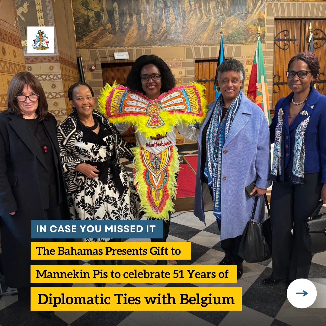 bahembassybe's tweet photo. The Bahamas Presents Gift to Mannekin Pis to celebrate 51 Years of Diplomatic Ties with Belgium

Read full article (link in bio): https://t.co/djyAdvk0ZK

#TheBahamas #Junkanoo #MannekenPis #CulturalDiplomacy #BahamasBelgiumRelations #UNESCOHeritage #JunkanooTradition https://t.co/Kp42stUH4L