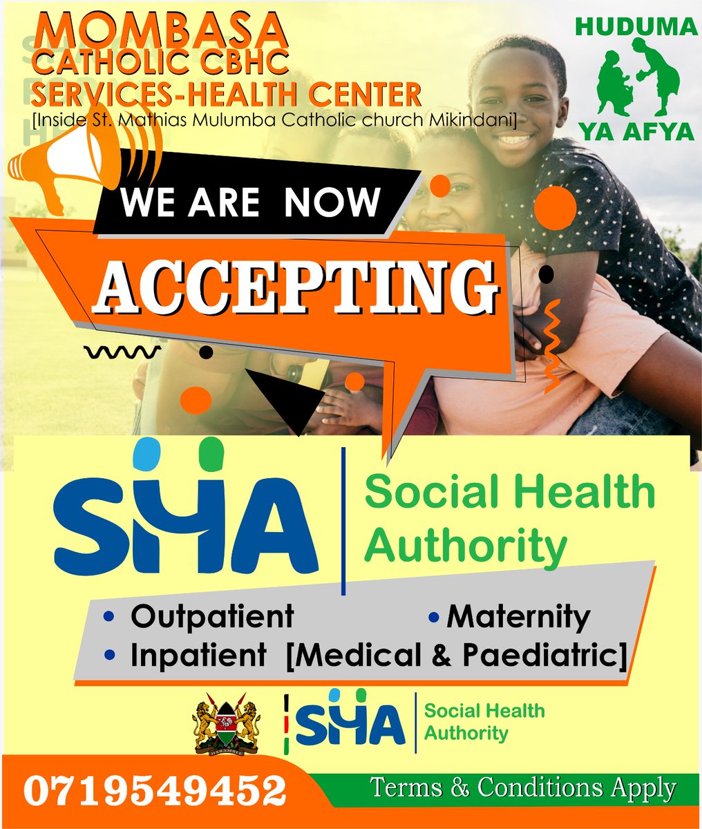 HMikindanicbhc's tweet photo. Mikindani Catholic Dispensary 
Currently Accepting 
- SHA Outpatient 
- SHA Inpatient 
- SHA Maternity 

Welcome all and Looking forward to delivering quality health services from our end. https://t.co/0vt5mXRsLQ