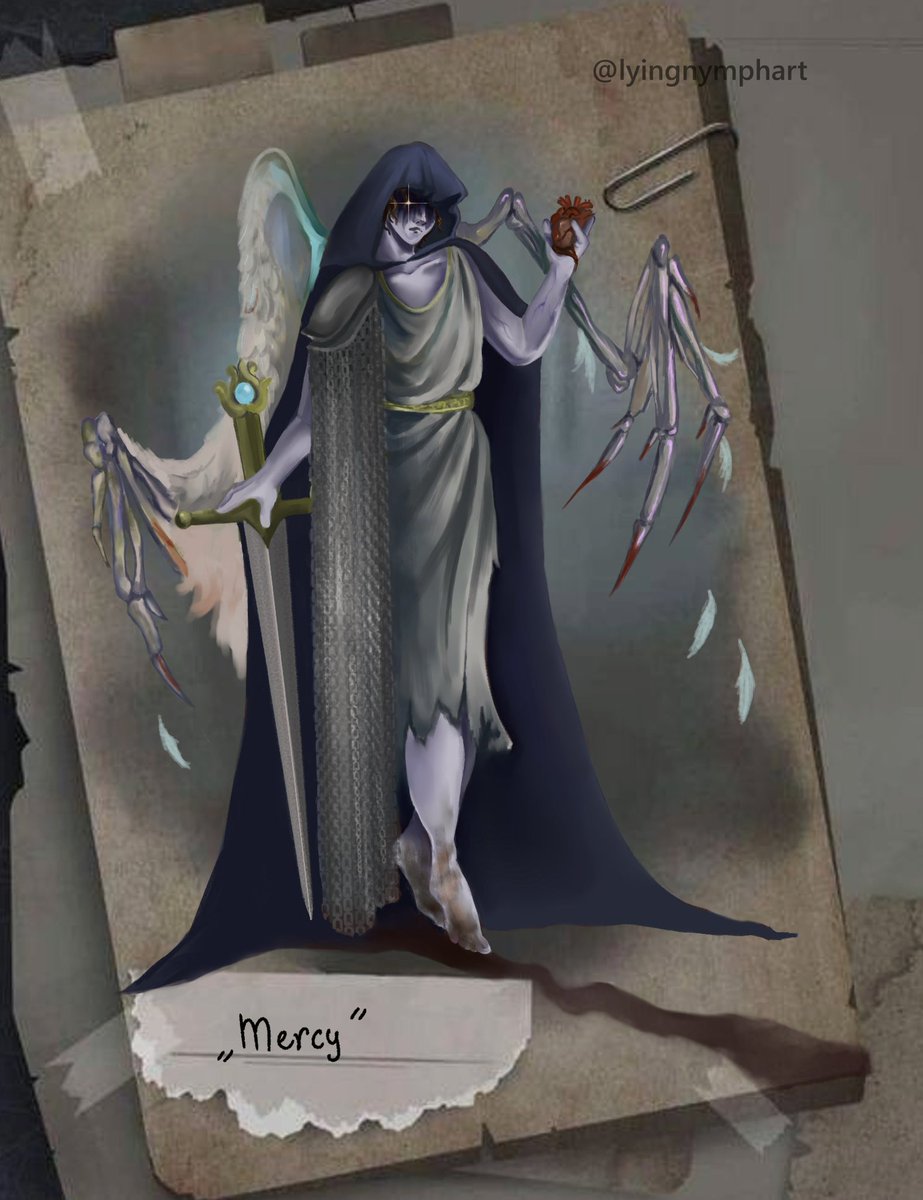lyingnymph's tweet photo. my idv OC hunter idea 
„Mercy”

(netease write me immediately 🙄🙄🙄)

#IdentityV #idv #idvoc https://t.co/cLUW9DoaDy