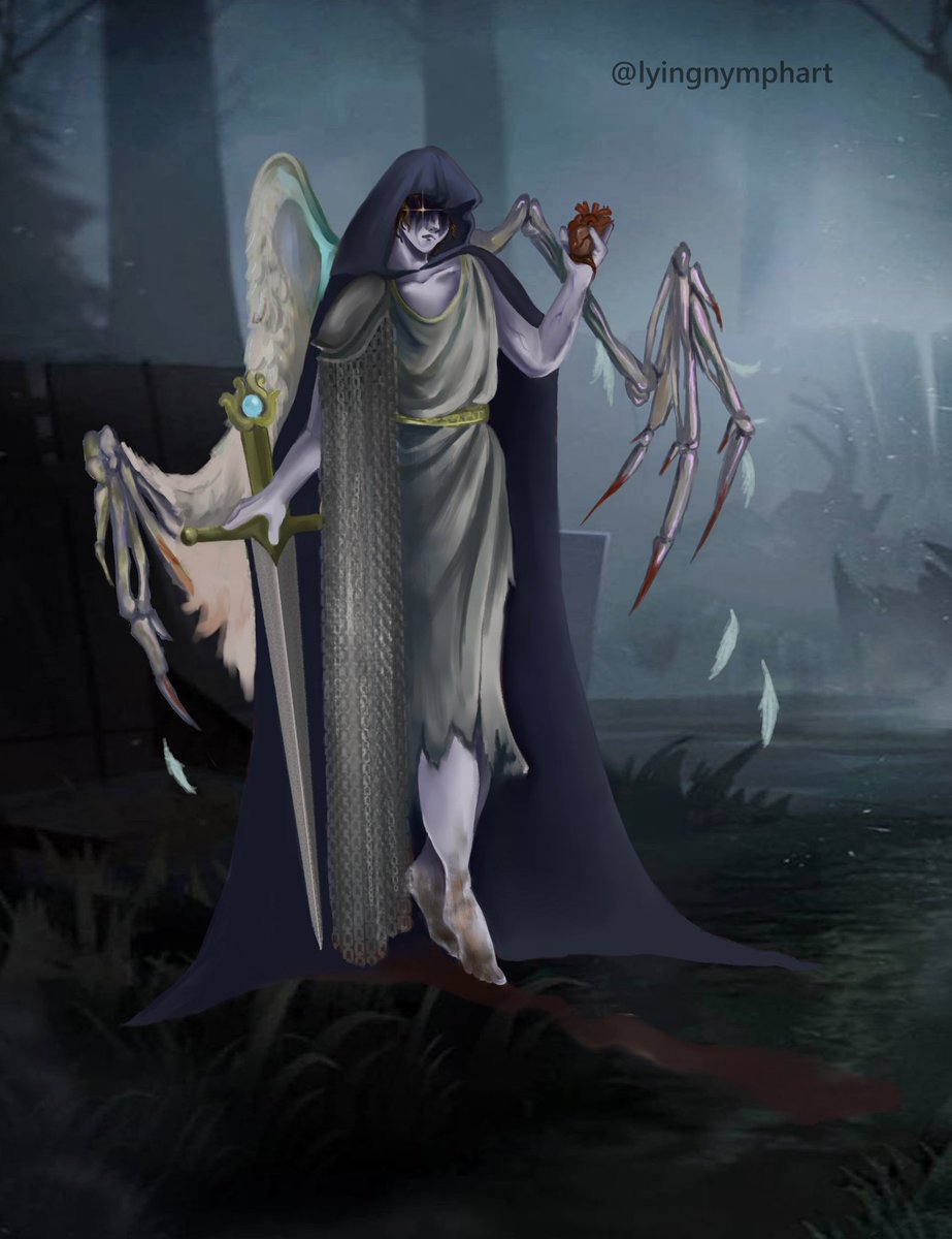 lyingnymph's tweet photo. my idv OC hunter idea 
„Mercy”

(netease write me immediately 🙄🙄🙄)

#IdentityV #idv #idvoc https://t.co/cLUW9DoaDy