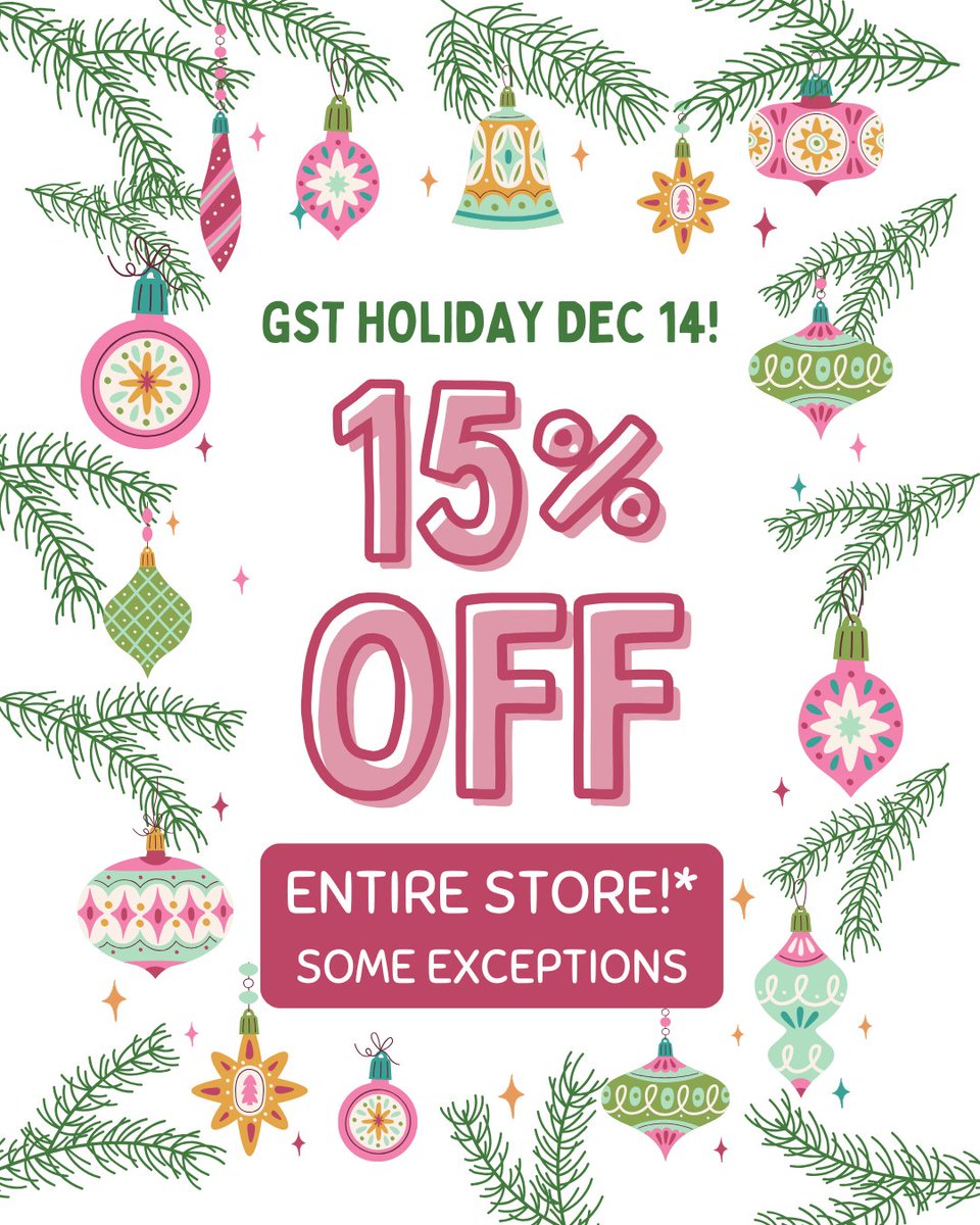Starting THIS Saturday, it's the GST Holiday! That means most items in our store are tax free!!
That includes
- books
- board games
- trading card games (pokemon, magic, etc)
- figures
- kids t-shirts
The only items that are *not* included are
- comics
- clothes for adults