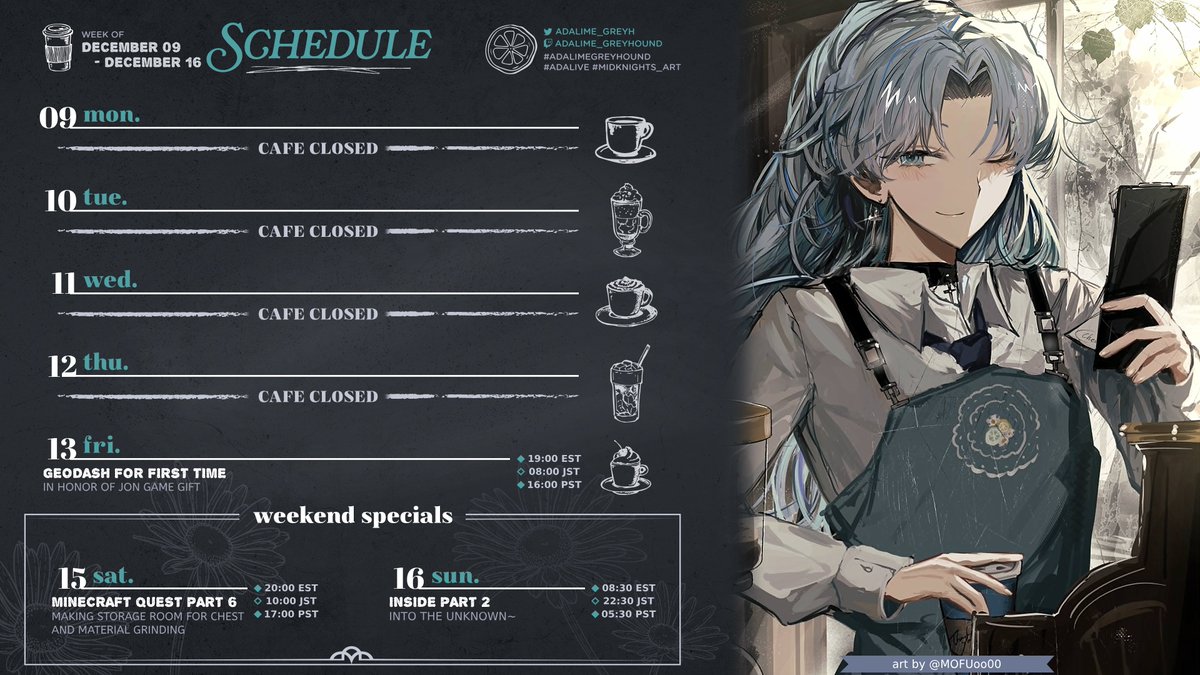 Adalime_GreyH's tweet photo. New Stream Schedule! 

Playing a game in honor of my mod's gift @jonjon2867 
Relatively Short Streams due to exam month

#Vtuber #adalive #ENVtuber #VTuberUprising https://t.co/iPbj88kqlg