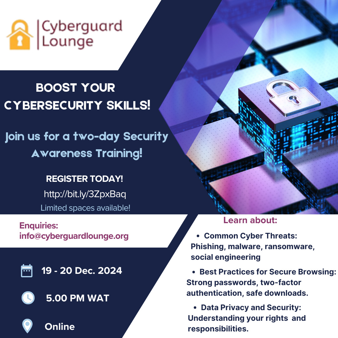 JummyJu's tweet photo. @CyberguardL 

Security is everyone's responsibility! Join us to learn more about how to protect youself in the digital world. Register here: https://t.co/uVoj2vUMwH https://t.co/FogK7BwXeu