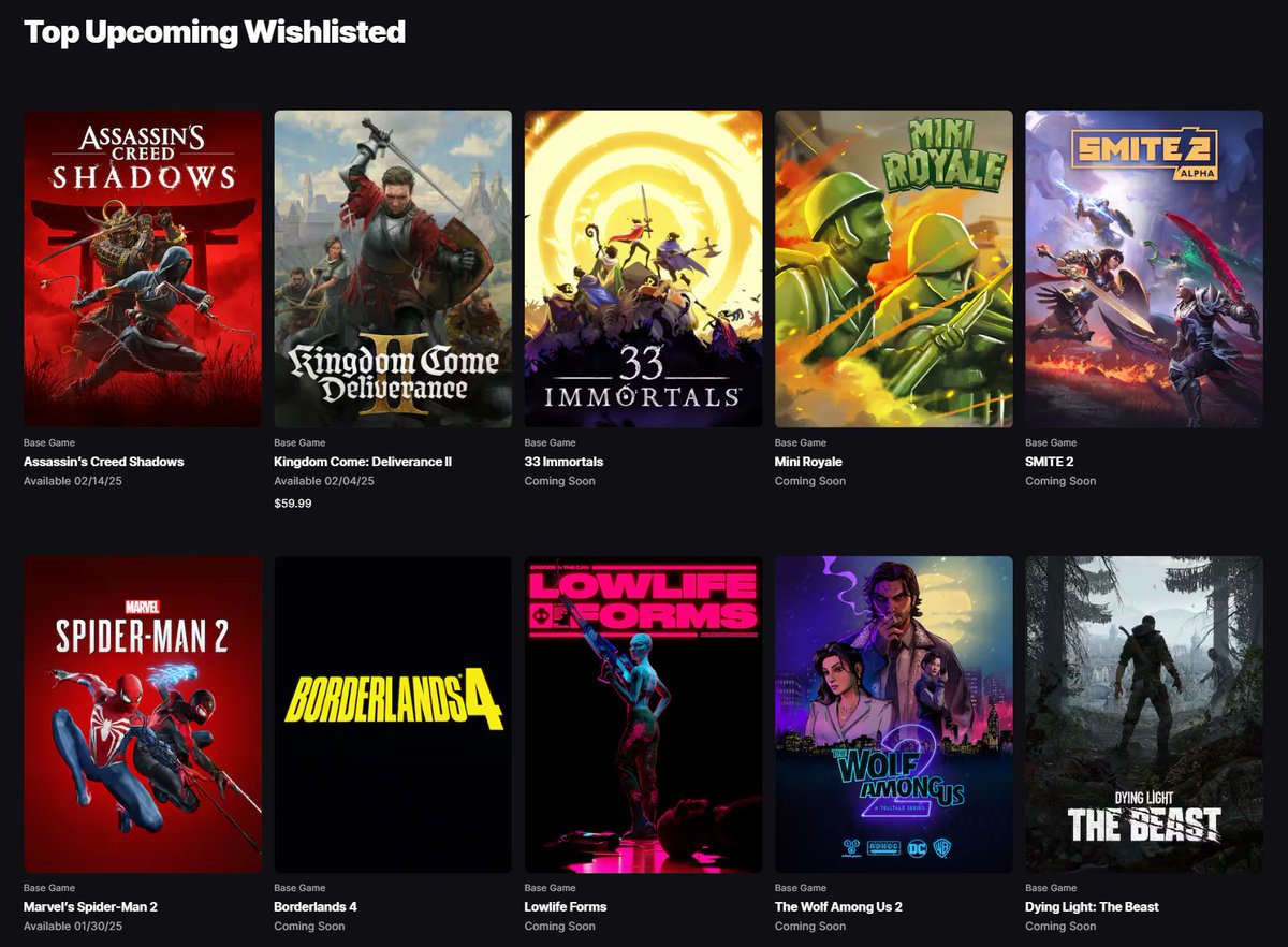Chat, which web3 game is the highest ranked on the Epic Store for wishlists?