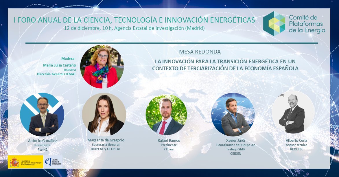 Este jueves desde el Comité de Plataformas de #Energía celebramos el Foro de la Ciencia, Tecnología e Innovación Energéticas. Abordaremos la investigación para avanzar en la transición energética y casos de éxito en tecnologías energéticas.

Inscripción: geoplat.org/wp-content/upl…
