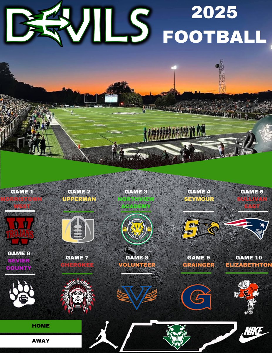 GreeneDevilsFB's tweet photo. 2025 Greeneville Football Schedule. 
Go Devils! https://t.co/f3cDai8b1l