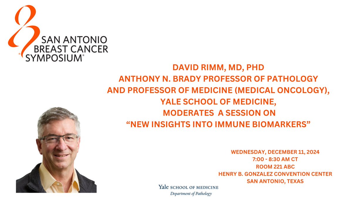Yale Pathology (@yalepathology) on Twitter photo Join @RimmPathology of <a href="/YaleMed/">Yale School of Medicine</a> at #SABCS24 <a href="/SABCSSanAntonio/">SABCS</a> on Wednesday Dec. 11 from 7 to 8:30 AM CT as he moderates a session on “New Insights into Biomarkers.” #BreastCancer <a href="/YaleCancer/">Yale Cancer Center</a> Join @RimmPathology of <a href="/YaleMed/">Yale School of Medicine</a> at #SABCS24 <a href="/SABCSSanAntonio/">SABCS</a> on Wednesday Dec. 11 from 7 to 8:30 AM CT as he moderates a session on “New Insights into Biomarkers.” #BreastCancer <a href="/YaleCancer/">Yale Cancer Center</a>