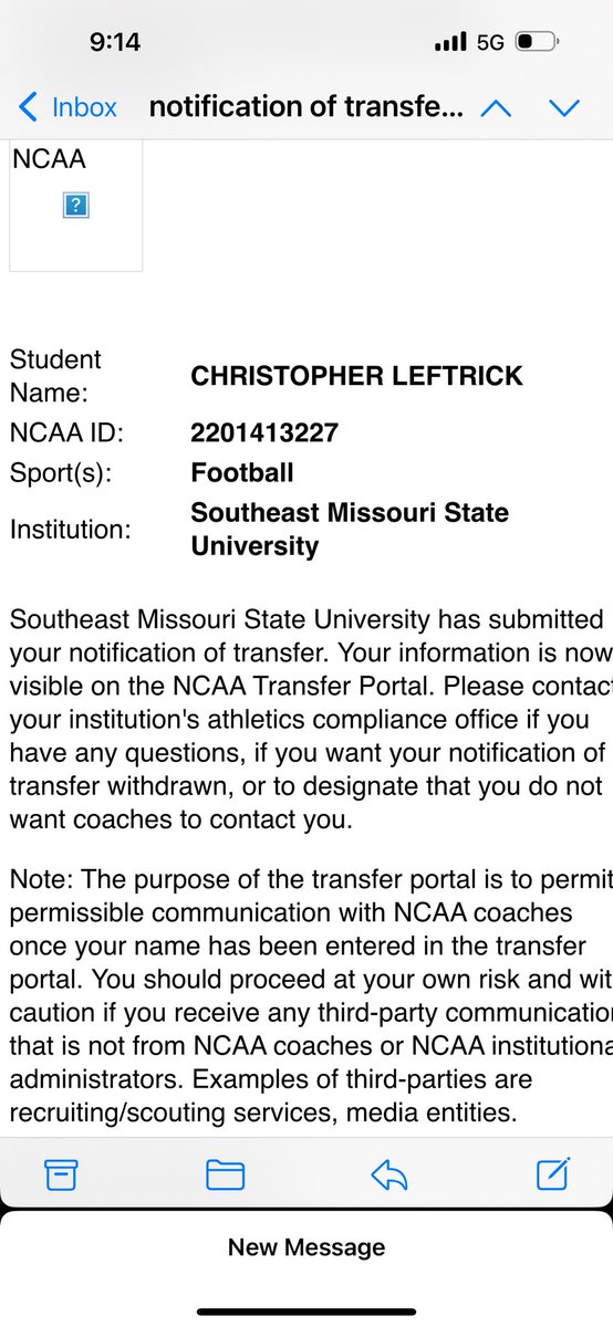 Logan Leftrick (@logan89415057) on Twitter photo Iβm officially in the portal!
<a href="/HHrecruits/">Head Hunters Recruiting</a> <a href="/Hunter_DeNote/">Hunter DeNote</a> <a href="/JamesWilhoit25/">James Wilhoit</a> <a href="/MedleyAaron/">Aaron Medley</a> <a href="/KohlsKicking/">Kohl's Kicking Camps</a> <a href="/FcsPortal/">FCS Portal</a> <a href="/Redshirt_Portal/">Redshirt Sports Transfer Portal</a> Iβm officially in the portal!
<a href="/HHrecruits/">Head Hunters Recruiting</a> <a href="/Hunter_DeNote/">Hunter DeNote</a> <a href="/JamesWilhoit25/">James Wilhoit</a> <a href="/MedleyAaron/">Aaron Medley</a> <a href="/KohlsKicking/">Kohl's Kicking Camps</a> <a href="/FcsPortal/">FCS Portal</a> <a href="/Redshirt_Portal/">Redshirt Sports Transfer Portal</a>