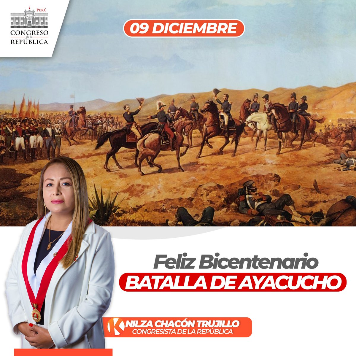 🗓️ #09Diciembre | Conmemoramos 200 años de la Batalla de Ayacucho, el triunfo que selló la independencia del Perú y América del Sur. Desde las llanuras de Ayacucho, nuestros héroes lucharon por la libertad y la unidad continental. ¡Que viva el Perú libre y soberano!🇵🇪 <a href="/BankadaFP/">Bancada Fuerza Popular</a>