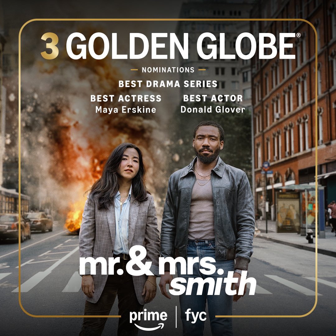 mr. & mrs. smith (@smithsonprime) on Twitter photo Another mission success! Thank you <a href="/goldenglobes/">Golden Globes</a> for the nominations for Best Drama Series, Best Actor in a Drama Series, and Best Actress in a Drama Series! Another mission success! Thank you <a href="/goldenglobes/">Golden Globes</a> for the nominations for Best Drama Series, Best Actor in a Drama Series, and Best Actress in a Drama Series!