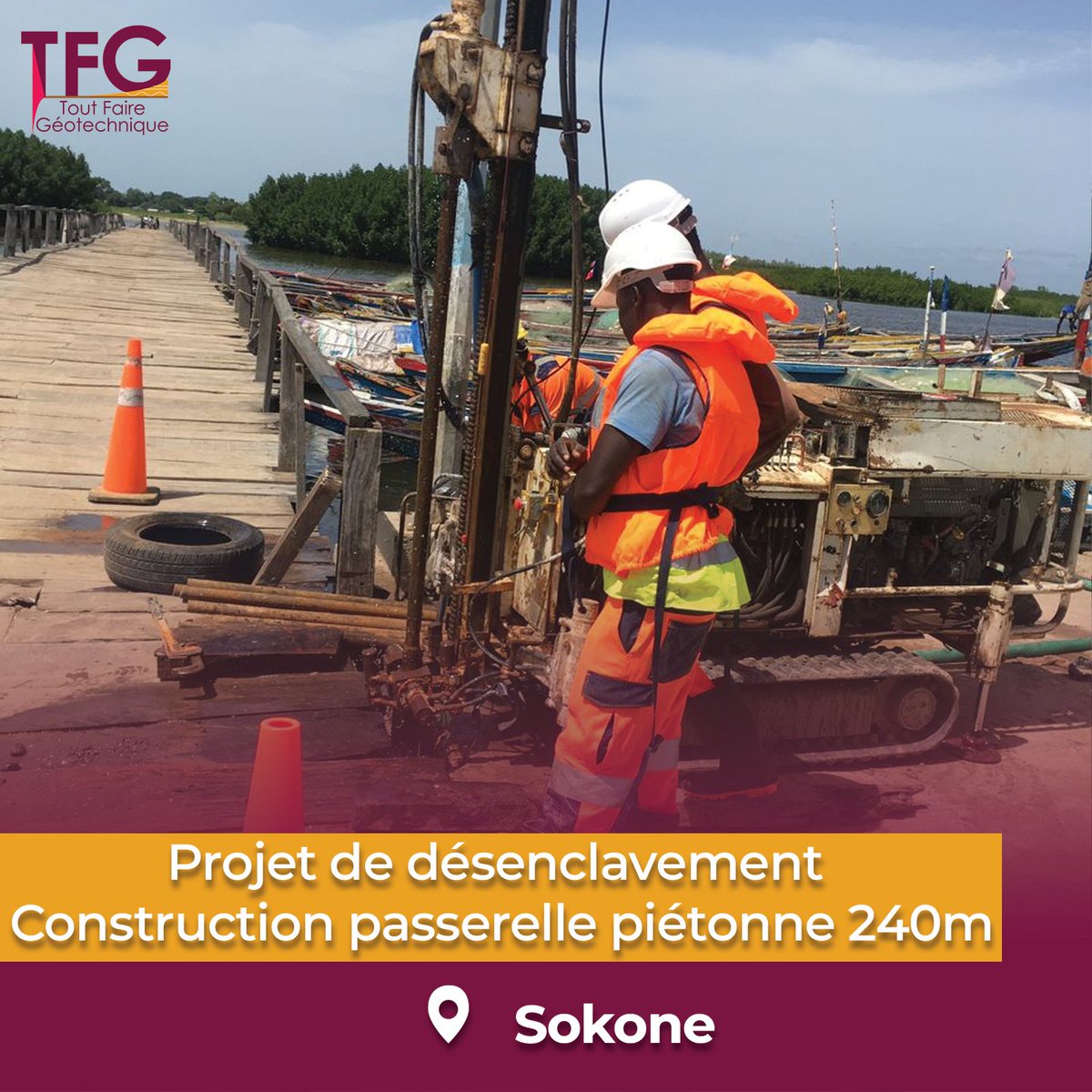 LaboratoireTfg's tweet photo. Le Laboratoire TFG a réalisé des études géotechniques pour la réhabilitation de la passerelle piétonne de Sokone, un projet clé du Programme Spécial de Désenclavement (PSD) pour renforcer l'accessibilité rurale et la sécurité. 🌍 #Géotechnique #InfrastructureDurable #TFG #PSD https://t.co/TXMUvDM8rB