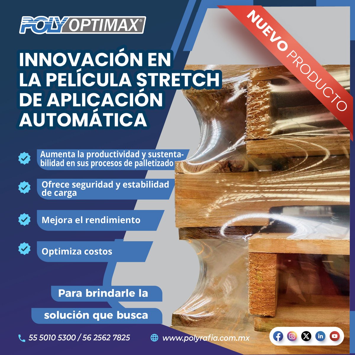 PolyRafiaMX's tweet image. Polyoptimax, #innovación en la película #Stretch de #aplicaciónautomática que @PolyRafiaMX  ha desarrollado para brindarle la solución que busca para mejorar los rendimientos, costos, productividad y sustentabilidad en sus procesos de #palletizado.
