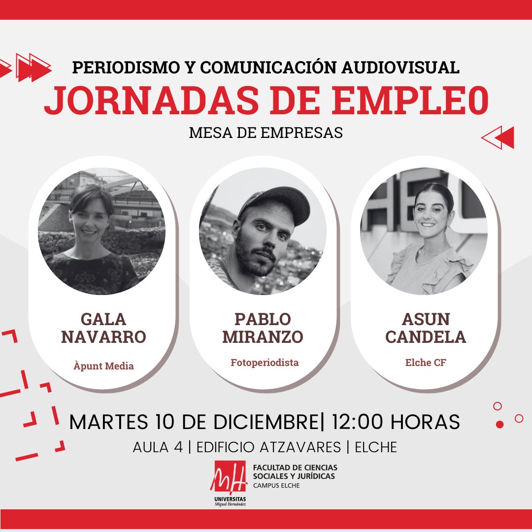 Periodismo UMH (@periodismoumh) on Twitter photo No podemos estar más contentos con el cartel de <a href="/AlumniUMH/">Alumni UMH</a> y empresas de la comunicación que se nos ha quedado para las Jornadas de Empleo de mañana. Seas o no de Periodismo, te esperamos a las 12 en Atzavares No podemos estar más contentos con el cartel de <a href="/AlumniUMH/">Alumni UMH</a> y empresas de la comunicación que se nos ha quedado para las Jornadas de Empleo de mañana. Seas o no de Periodismo, te esperamos a las 12 en Atzavares