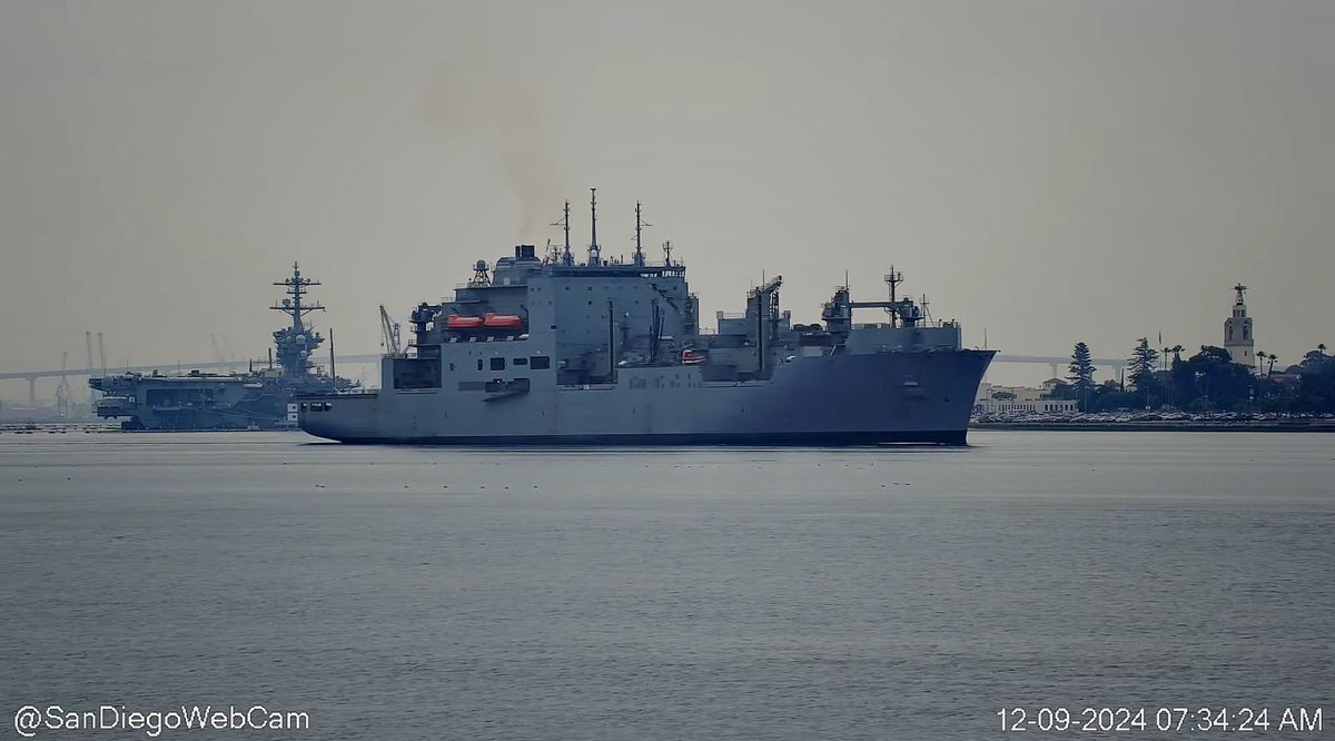 WarshipCam's tweet photo. USNS Washington Chambers (T-AKE-11) Lewis and Clark-class dry cargo ship leaving San Diego - December 9, 2024 #usnswashingtonchambers #take11
SRC: YT- SanDiegoWebCam https://t.co/bKuXs6Q99M