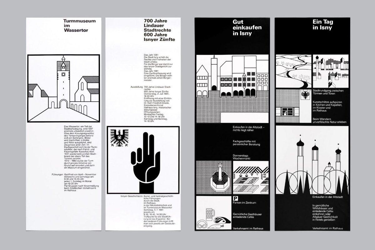 Otl Aicher's Isny showcases the graphic identity that the modernist graphic designer and typographer – best known for creating the Munich Olympics identity in 1972 – developed for the town around the same time.
dezeen.com/2017/09/23/otl…