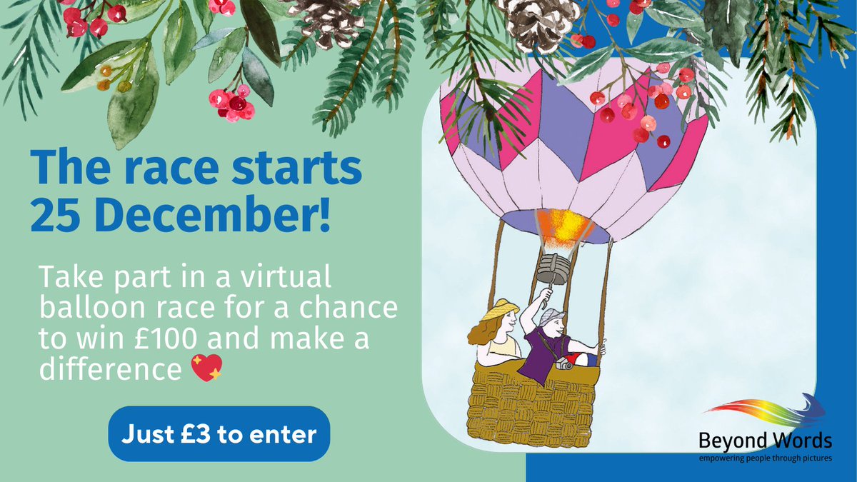 🎄🎈 The race starts 25 Dec! Race a balloon in a virtual competition with real-world weather while helping our small charity!

Just £3 to enter for your chance to win £100 or an Amazon Alexa while supporting our vital charity this Christmas 💖 bit.ly/4gm8oEI