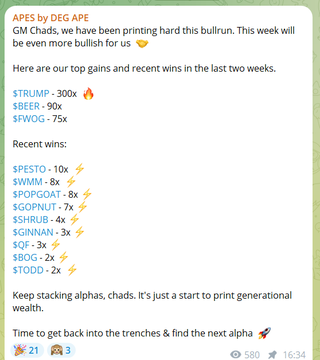 deg_ape's tweet photo. I gave you $TRUMP before it pumps 300X 🔥
I gave you $BEER before it pumps 100X
I gave you $FWOG before it pumps 75X
I gave you $TURBO before it pumps 30X
...many more
In recent weeks, we did,
$PESTO - 10x ⚡️
$WMM - 8x ⚡️
#POPGOAT - 8x ⚡️
$GOPNUT - 7x ⚡️
$COR - 5X ⚡️
$SHRUB - 4x ⚡️
$GINNAN - 3x ⚡️
$QF - 3x ⚡️
$EAVE - 2X ⚡️
$DFNDR - 2X ⚡️
Now it's time for us to print Xs in utility gems. Get in before I drop the next 10X - 100X alpha.
Link in a comment, JOIN NOW, or COPE HARDER 👊