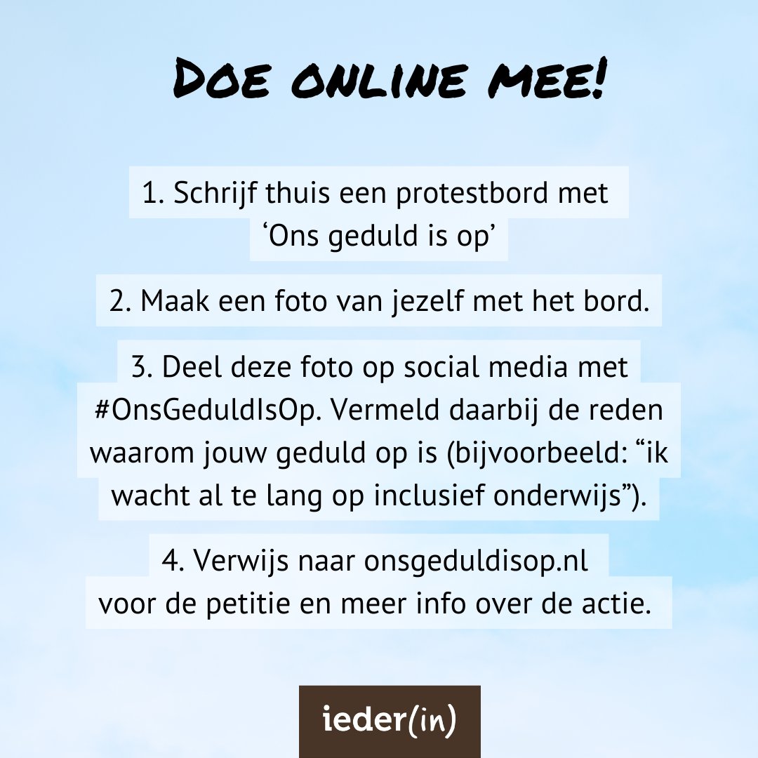 10 dec: debat VN-verdrag Handicap. Meld je aan voor de tribune of doe thuis mee. Maak een foto van jouw bord met #OnsGeduldIsOp. Meer info: iederin.nl/het-moet-funda…