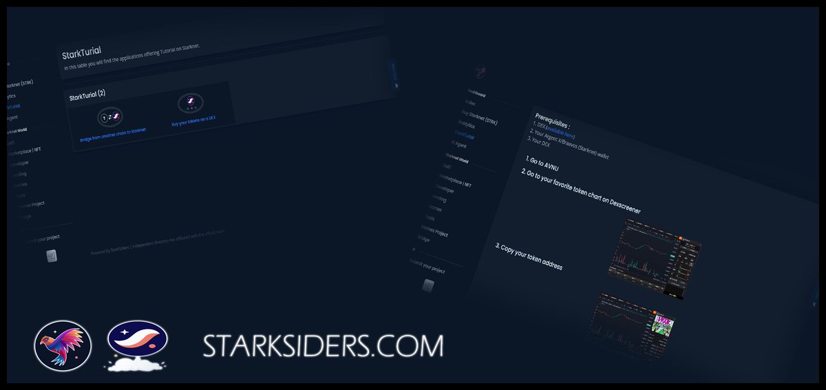 New on #Starknet?

Take advantage of <a href="/StarkSiders/">StarkSiders</a> to get your favourite tutorials with screenshots guiding you through your activities on the <a href="/Starknet/">Starknet (Privacy arc) 🥷</a> blockchain!

The most complete application in the #Blockchain universe is constantly evolving.

starksiders.com