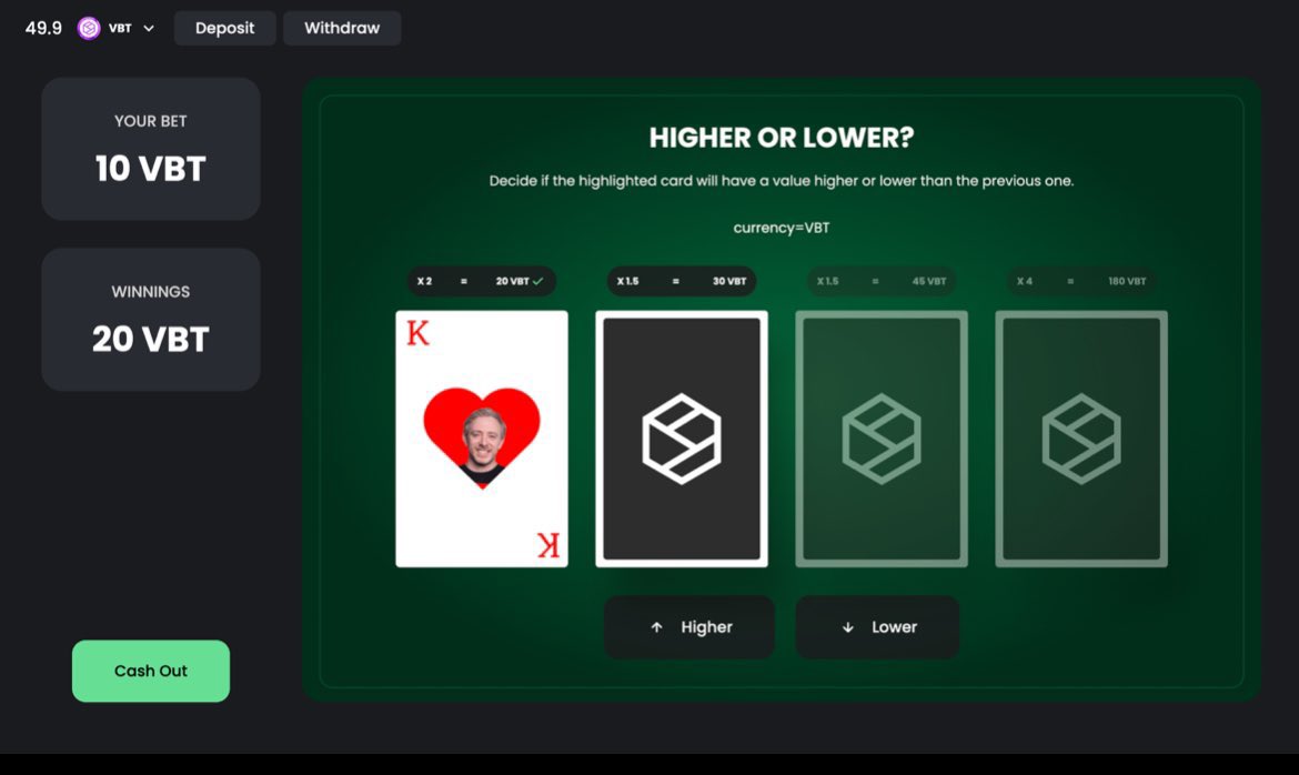 VaultBet's tweet photo. 🚨Never played Ride The Bus?? 👀🃏

It’s simple! 4 Questions, Big Multipliers:

- Red 🔴 or Black⚫️? 2x
- Higher ⬆️ or Lower ⬇️? 1.25x
- In ➡️ or Out ↔️? 1.25x
- Suit♠️♥️♣️♦️? 4x

Spotted @dominic_w? 😂 Screenshot to win $VBT 🔥

Try it out @VaultBet 🚀 https://t.co/SR3Y2711k3