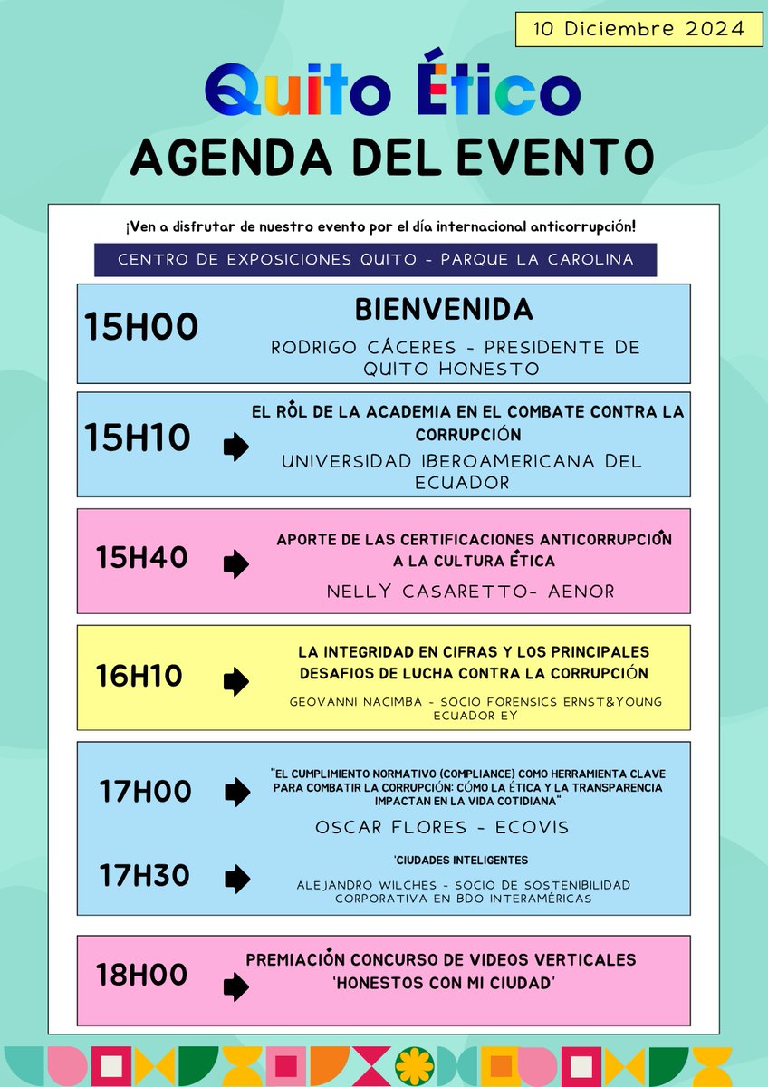 quitohonesto's tweet photo. 👨‍🍳 #HonestoConMiCiudad | El día de mañana, martes 10 de diciembre, llevaremos a cabo un evento sobre cómo diversas empresas despliegan sus esfuerzos para combatir la corrupción dentro de su ámbito de labor. @unibe_ec @AENOR @ecovis @bdo_ecuador @EY_Ecuador https://t.co/cqeivoqqyg
