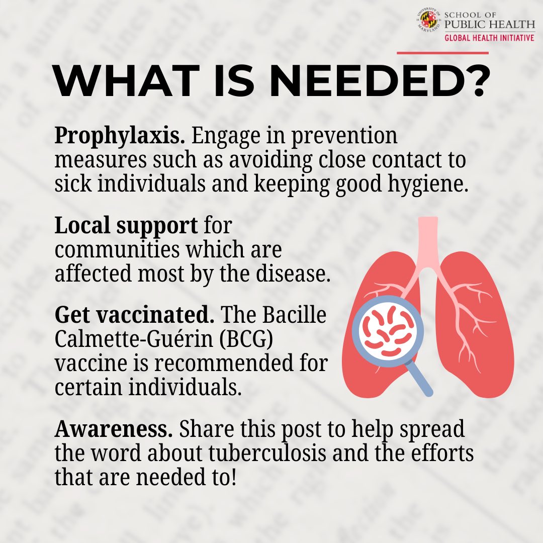 UMDGHI's tweet photo. In today's global health news, we will be discussing tuberculosis. Swipe to learn about it's global prevalence, what is needed, and more 👉🏼 https://t.co/wUF6mc8hOl