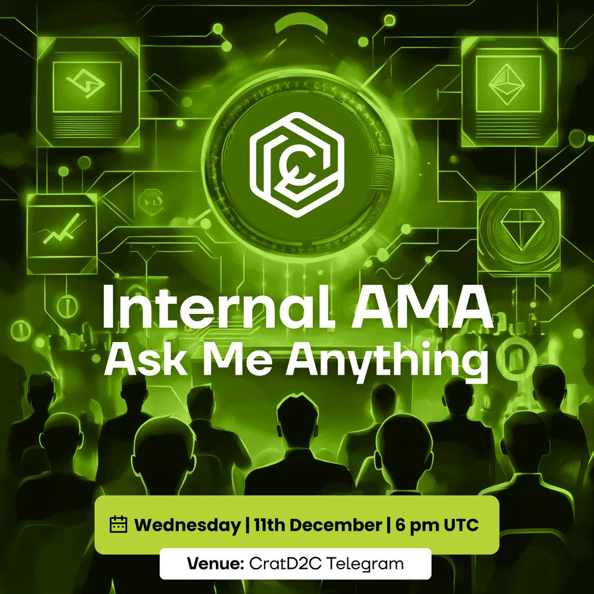 CratD2C's tweet photo. 🔬Attention CratD2C Community!📢

We’re excited to invite you to our Internal AMA💬 (Ask Me Anything) session this Wednesday!

🗓Date: 11th December
⏱Time: 6 PM UTC
🗺Venue: CratD2C Telegram (https://t.co/22CdbqBGle)🔗

This is your chance to connect directly with the team, ask your questions, and learn more about CratD2C’s exciting developments. Don’t miss it!

Join us and let’s engage in an open and informative conversation🎙

Save the date and see you there!🚀