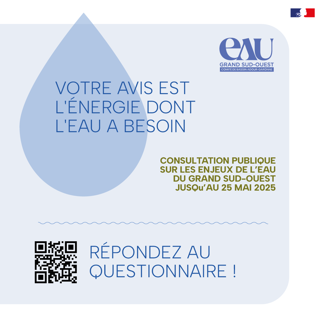 💧 Un bassin versant ? C’est une zone où toutes les eaux convergent vers un même point (rivière, lac, mer). 🌊

La politique de l'eau évolue : participez à la #consultation publique jusqu'au 25 mai 2025 ! 💬

👉 eau-grandsudouest.com/consultation-p…

#AdourGaronne #Eau #BassinVersant